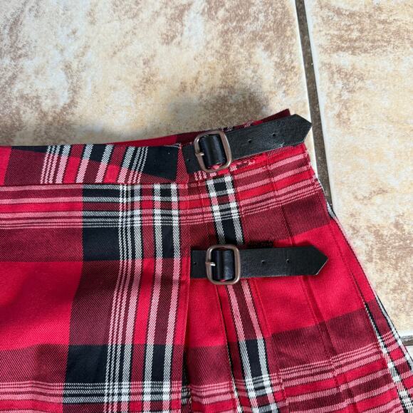 Urban Outfitters BDG Plaid‎ Kilt Midi Skirt Size Medium Red Tartan Academia - Picture 3 of 9